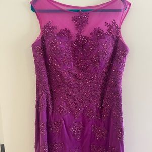 Embroidered Purple Sleeveless Mini Dress